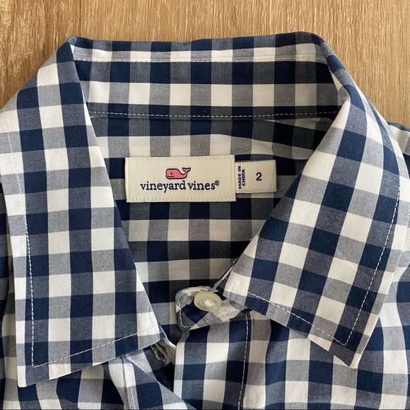 Vineyard Vines ladies dress shirt blue gingham button down size 2 - Picture 2 of 6